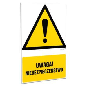 ZNAK 15 X 20 PŁYTA UWAGA! NIEBEZPIECZEŃSTWO 301 M