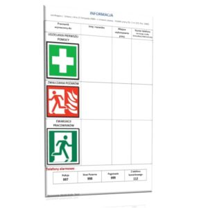 ZNAK 15 X 20 PŁYTA WYKAZ OSÓB DO WYKONYWANIA DZIAŁAŃ W ZAKRESIE ZWALCZANIA POŻARÓW I EWAKUACJI PRACOWNIKÓW