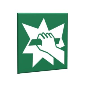 ZNAK 15 X 15 W RAZIE POTRZEBY STŁUC SZYBKĘ 115 C E08 C