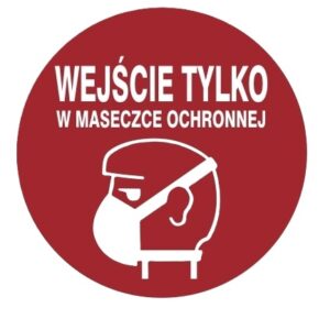 ZNAK 23 X 23 WEJŚCIE TYLKO W MASCZCE OCHRONNEJ 857 K-51